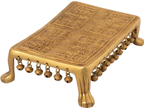 Brass Pooja Chowki Embossed with Auspicious Symbols