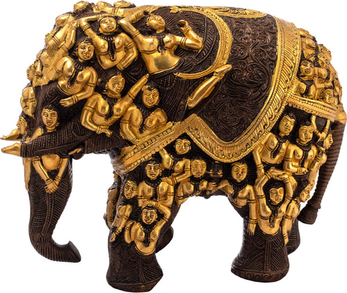 Elephant Made of Lady Figures Brass Sculpture