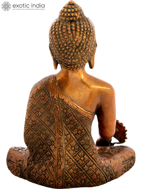 8" The Medicine Buddha (Tibetan Buddhist Deity) In Brass | Handmade | Made In India