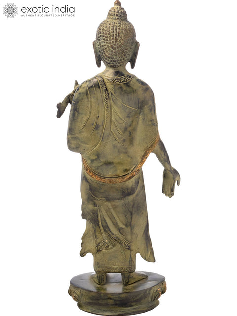 15" Standing Buddha (Tibetan Buddhist Deity) In Brass | Handmade | Made In India