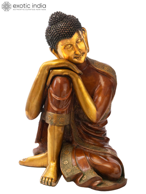 29" Handmade Shakyamuni Buddha Brass Statue for Home Decor