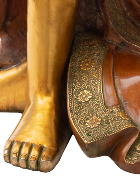 29" Handmade Shakyamuni Buddha Brass Statue - Introspective Spiritual Art | Made in India