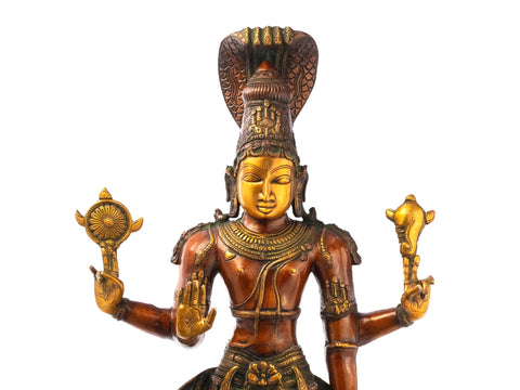 38" Sthanaka Vishnu In Brass | Handmade | Made In India