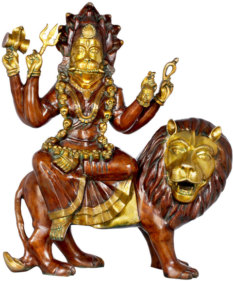 42" Invincible Pratyangira Brass Statue – Atharvana Bhadrakali, Handmade in India