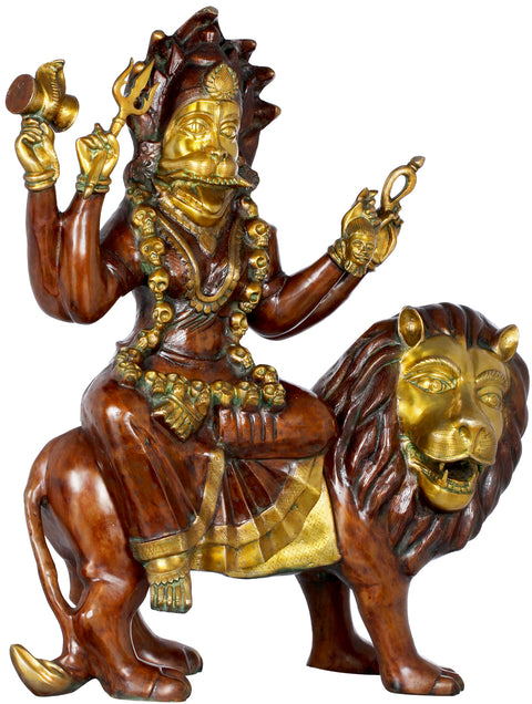 42" Invincible Pratyangira Brass Statue – Atharvana Bhadrakali, Handmade in India