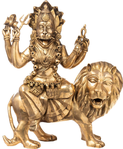 42" Invincible Pratyangira Brass Statue Ð Atharvana Bhadrakali, Handmade in India