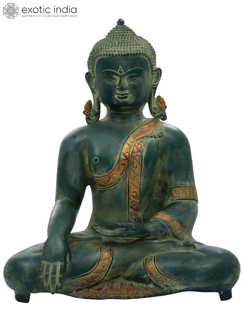16" Buddha Bhumisparsha Mudra Brass Statue Handmade