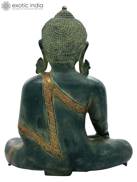 16" Buddha in Bhumisparsha Mudra Brass Statue – Symbol of Enlightenment, Handmade in India