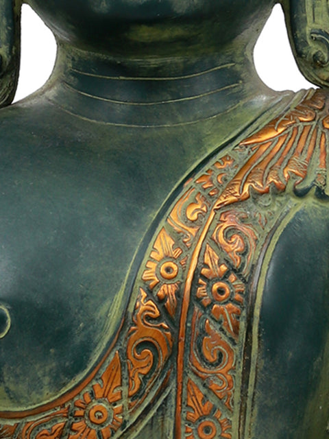 16" Buddha in Bhumisparsha Mudra Brass Statue – Symbol of Enlightenment, Handmade in India