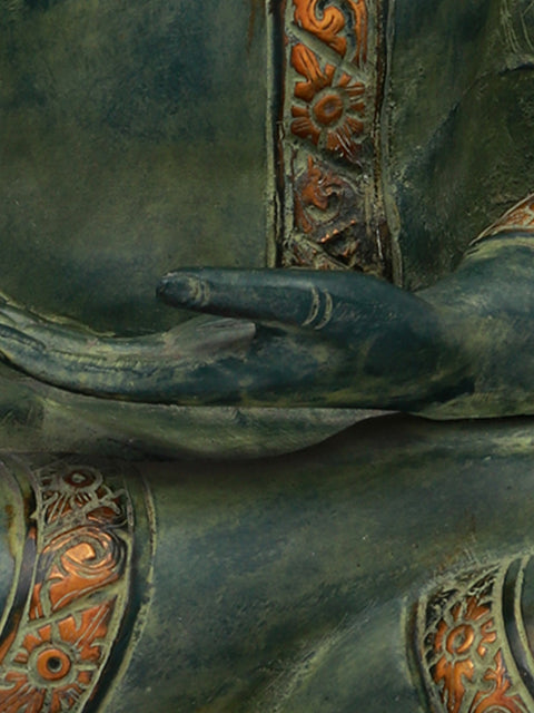 16" Buddha in Bhumisparsha Mudra Brass Statue – Symbol of Enlightenment, Handmade in India
