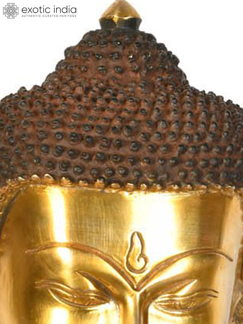17" Lord Buddha Wearing a Carved Robe (Tibetan Buddhist) In Brass | Handmade | Made In India