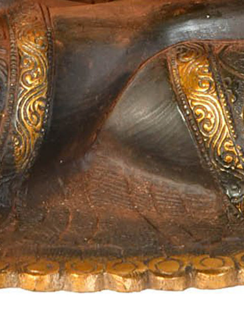 17" Lord Buddha Wearing a Carved Robe (Tibetan Buddhist) In Brass | Handmade | Made In India