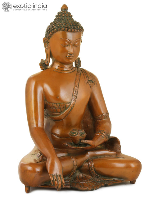 11" The Buddha in Bhumisparsha Mudra In Brass | Handmade | Made In India