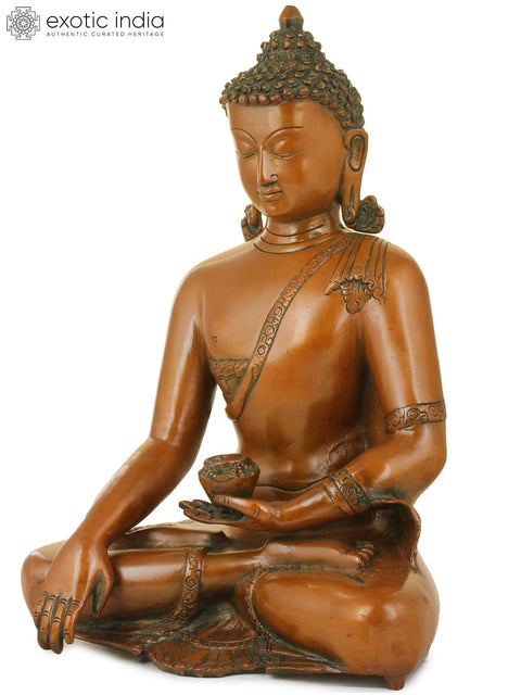 11" The Buddha in Bhumisparsha Mudra In Brass | Handmade | Made In India