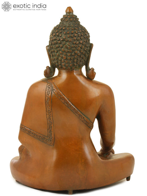 11" The Buddha in Bhumisparsha Mudra In Brass | Handmade | Made In India