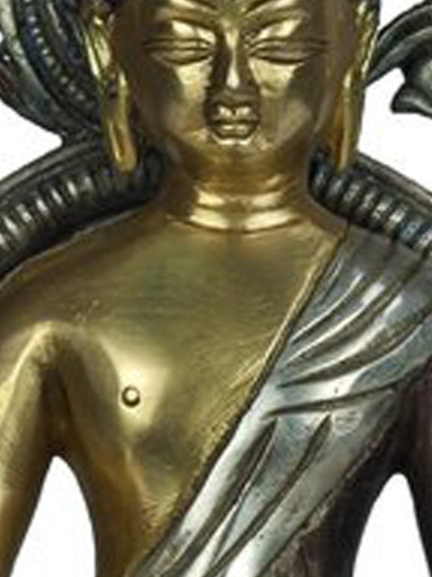11" Buddha on High Throne In Brass | Handmade | Made In India