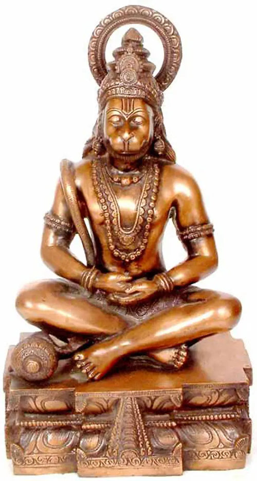 14" Lord Hanuman Yogachara Brass Statue Handmade
