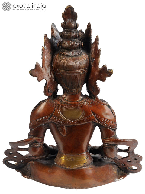 10" Tibetan Buddhist Deity Amitabha Buddha In Brass | Handmade | Made In India