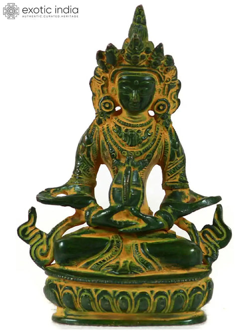 5" Amitabha Buddha Handmade Brass Statue for Home Altar