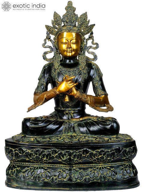 33" Large Size Crown Buddha In Brass
