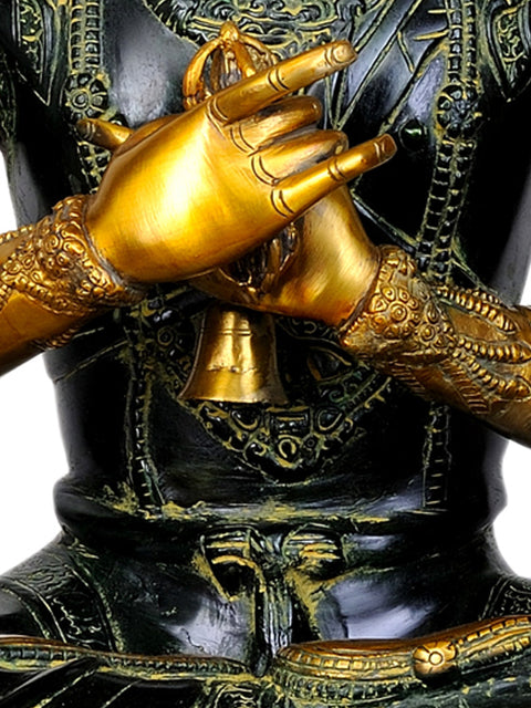 33" Large Size Crown Buddha In Brass