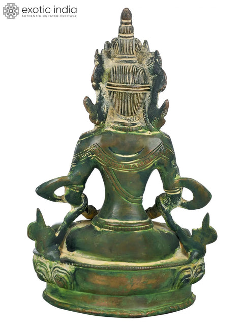 8" Amitabha Buddha (Tibetan Buddhist Deity) In Brass | Handmade | Made In India