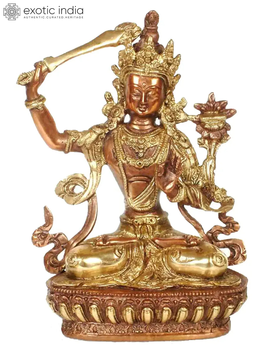 8" Manjushri Tibetan Buddhist Brass Statue Handmade