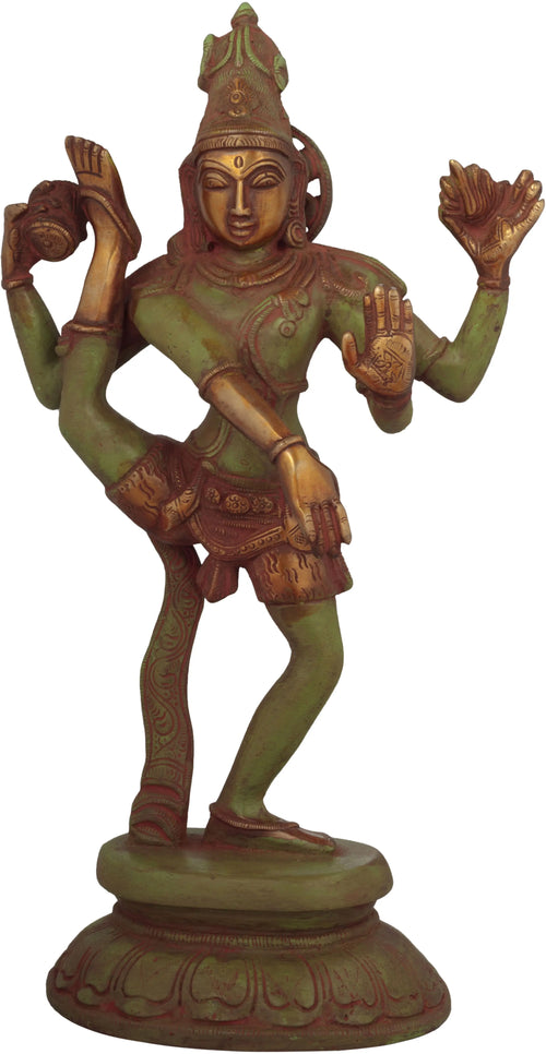 12" Rudratandava Lord Shiva Handmade Brass Sculpture