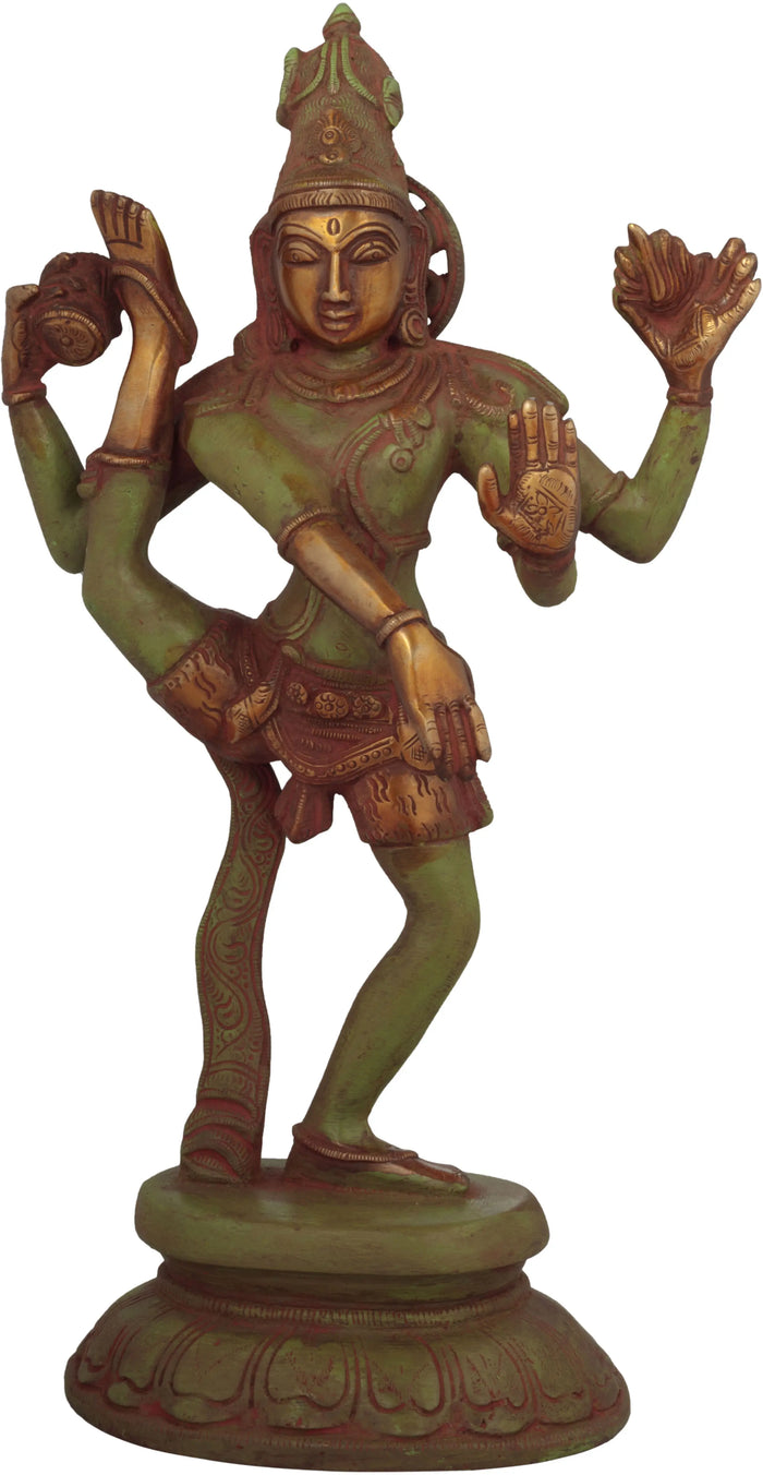 12" Rudratandava Lord Shiva Handmade Brass Sculpture