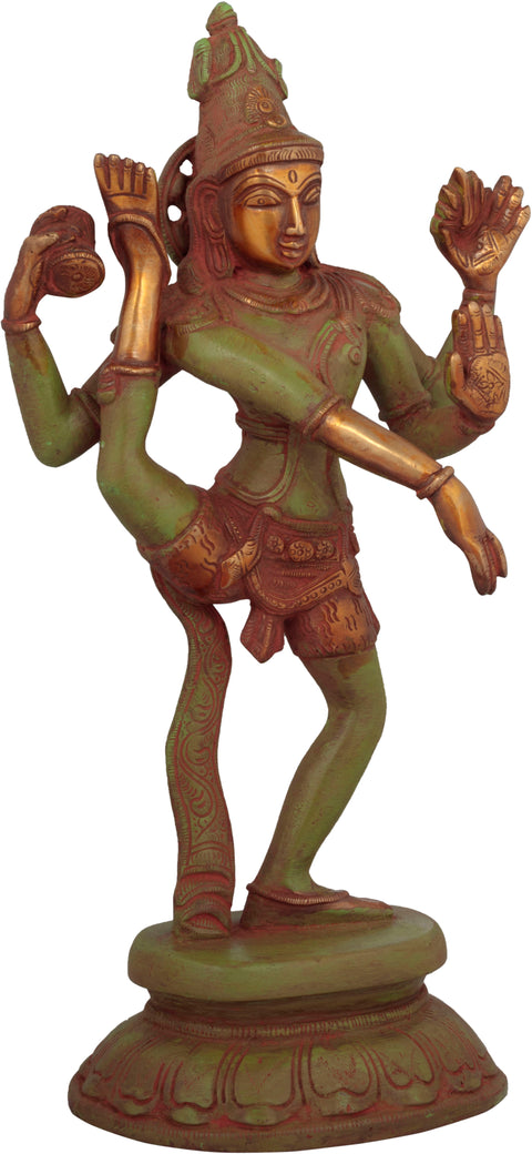 12" Exquisite Rudratandava Brass Sculpture – Divine Dance of Lord Shiva, Handmade in India