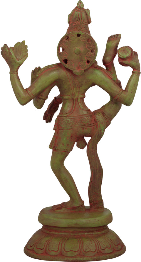 12" Exquisite Rudratandava Brass Sculpture – Divine Dance of Lord Shiva, Handmade in India