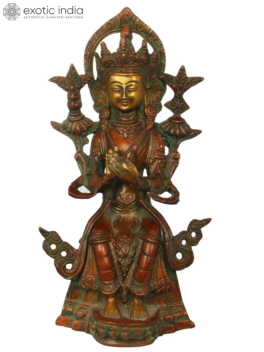 9" Maitreya Buddha Handmade Brass Statue
