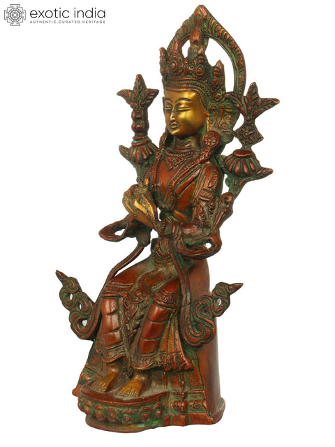 9" Tibetan Buddhist Deity Maitreya Buddha In Brass | Handmade | Made In India