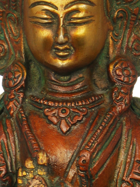 9" Tibetan Buddhist Deity Maitreya Buddha In Brass | Handmade | Made In India