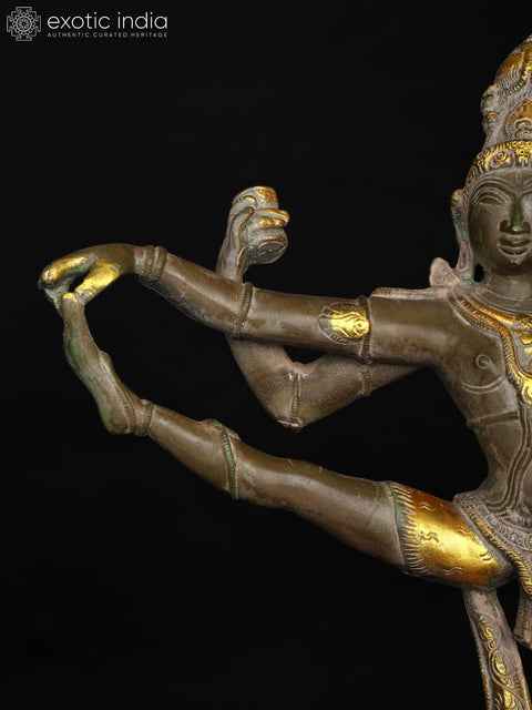 14" Shiva-The Dancer in One Leg Raised Mudra In Brass | Handmade | Made In India