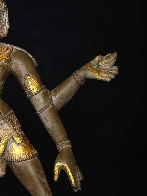 14" Shiva-The Dancer in One Leg Raised Mudra In Brass | Handmade | Made In India