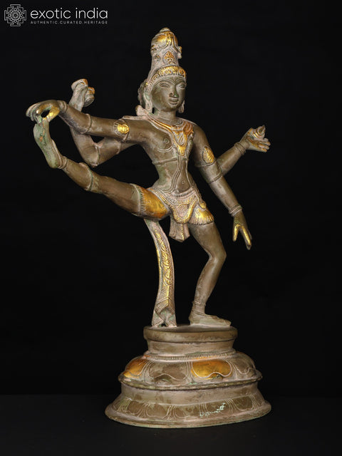 14" Shiva-The Dancer in One Leg Raised Mudra In Brass | Handmade | Made In India