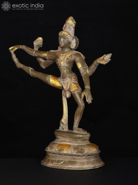 14" Shiva-The Dancer in One Leg Raised Mudra In Brass | Handmade | Made In India