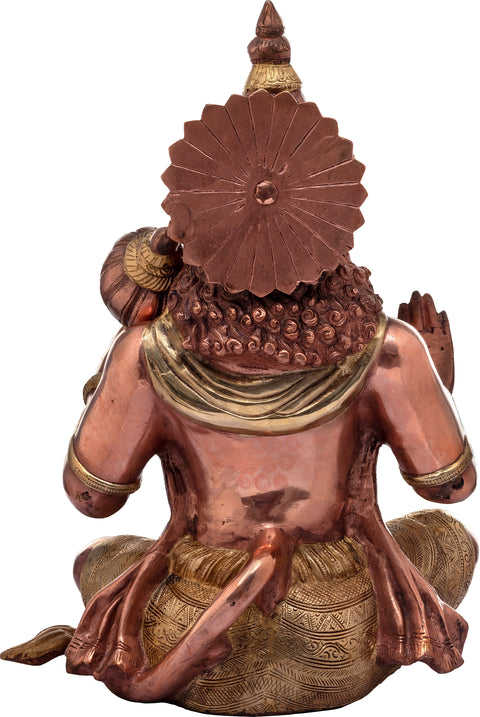 17" Blessing Brass Hanuman Idol with Necklace of Rama | Handmade | Made In India