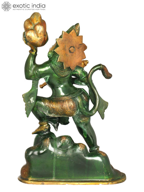 12" Lord Hanuman Idol with Sanjeevani in His Hand | Handmade Brass Statue