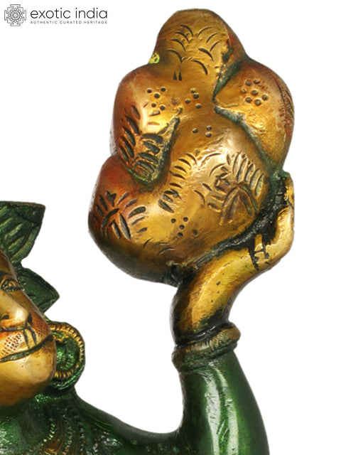 12" Lord Hanuman Idol with Sanjeevani in His Hand | Handmade Brass Statue