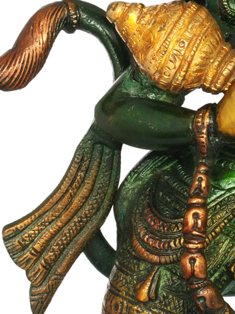 12" Lord Hanuman Idol with Sanjeevani in His Hand | Handmade Brass Statue