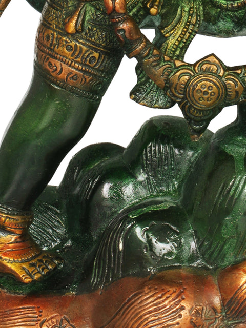 12" Lord Hanuman Idol with Sanjeevani in His Hand | Handmade Brass Statue