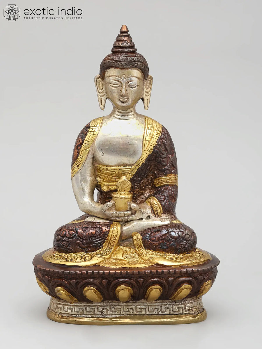 7" Handmade Buddha Dhyana Mudra Brass Statue