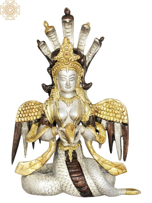 8" Handmade Naga Kanya Snake Maiden Brass Statue