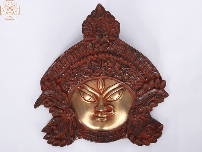 11" Goddess Kali Countenance Wall-hanging in Brass | Handmade | Made in India
