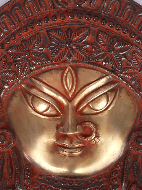 11" Goddess Kali Countenance Wall-hanging in Brass | Handmade | Made in India