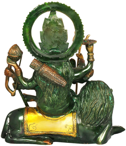 12" Ashtabhuja Durga, Her Leonine Beauty In Brass | Handmade | Made In India