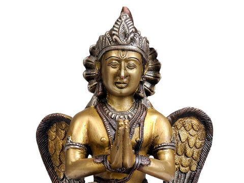 9" Man-Bird Garuda Brass Idol – Symbol of Strength & Protection, Handmade in India