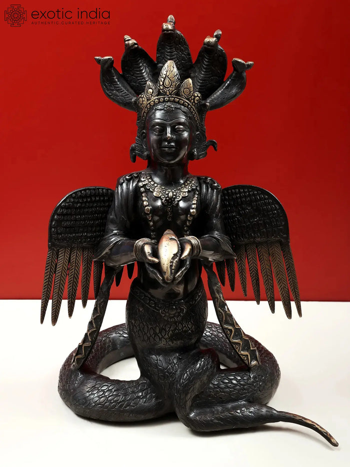 17" Naga Kanya Snake Maiden Brass Statue Handmade